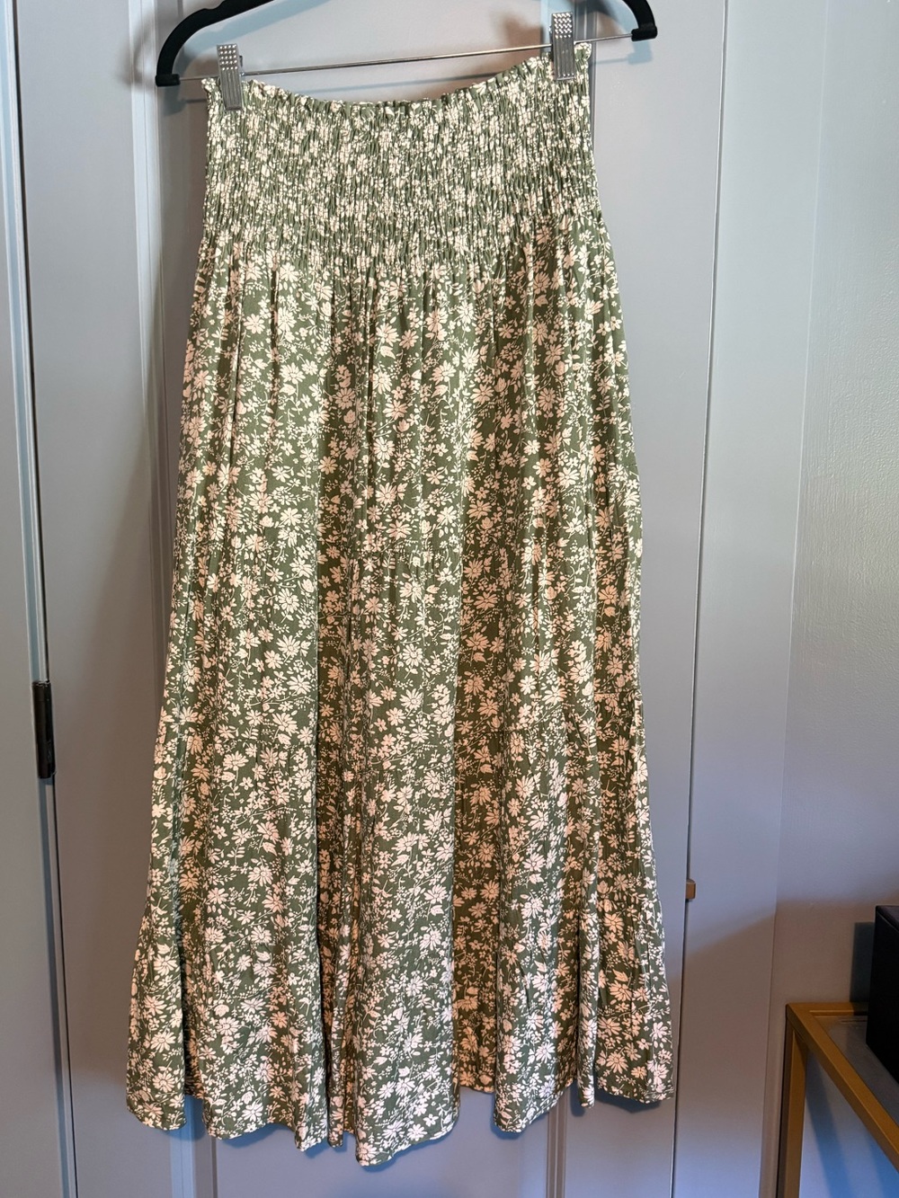 Wishlist Green Floral Smocked Maxi Skirt